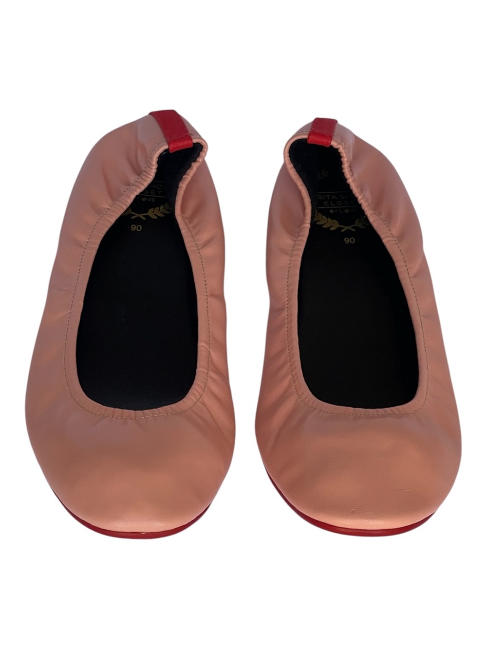 RITAS CLOSET PREPPY SOFT LEATHER SALMON FLATS SZ 8 MED EUC